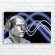 Futuristic AI Head with Soundwaves Canvas Print