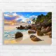 Tropical Sunset Beach Rocks Canvas Print