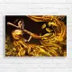 Golden Elegance Woman Flowing Fabric Canvas Print