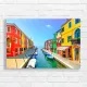 Vibrant Burano Canal Italian Homes Canvas Print