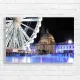 Ferris Wheel & Cityscape Night View Canvas Print