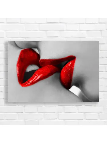 Passionate Kiss Red Lips Abstract Canvas Print