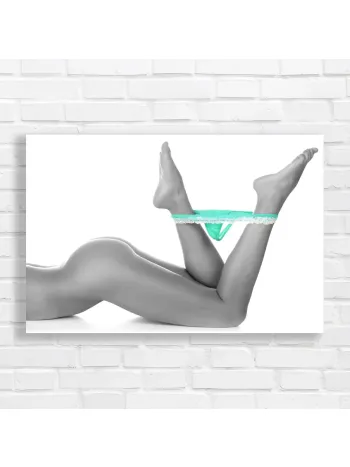 Sensual Teal Lace Thong Woman Legs Canvas Print