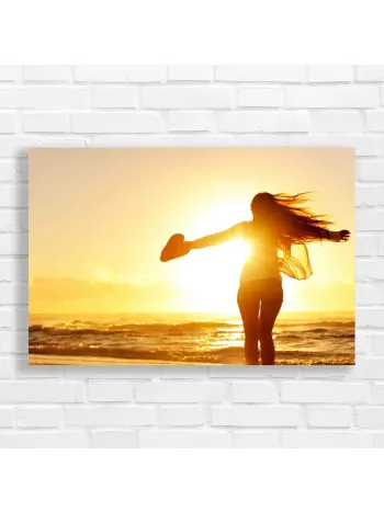 Sunset Freedom Beach Girl Canvas Print