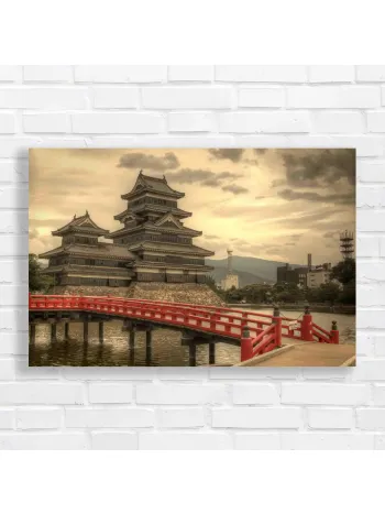 Majestic Japanese Castle Bridge Canvas Print