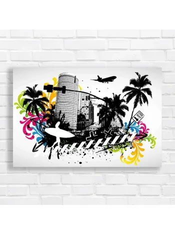 Urban Surf Vibes Graffiti Canvas Print