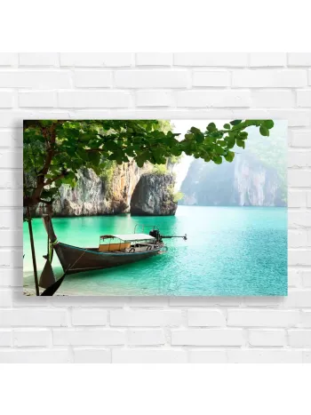 Tropical Paradise Boat Canvas Print