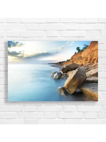 Serene Coastal Cliff & Ocean Canvas Print