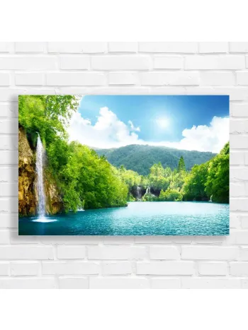 Tranquil Waterfall Nature Canvas Print