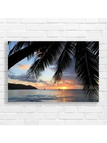 Serene Tropical Sunset Sailboats Canvas Print