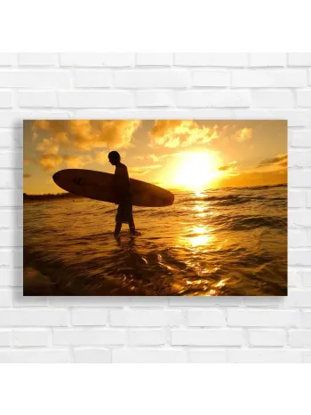Sunset Surfer Silhouette Canvas Print