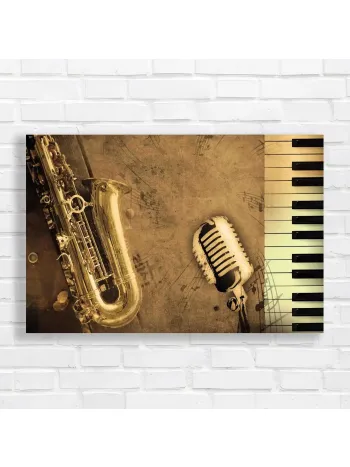 Vintage Jazz Saxophone & Piano Canvas Print