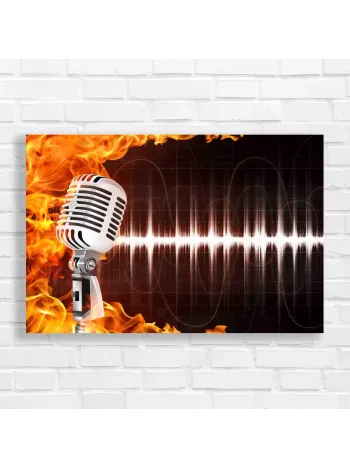 Ignite Your Sound: Fire Microphone Canvas Print