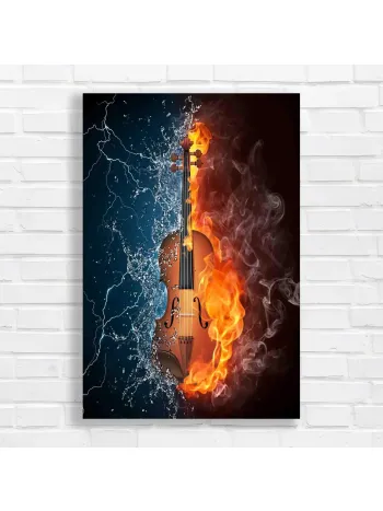 Fiery & Icy Violin Abstract Canvas Print