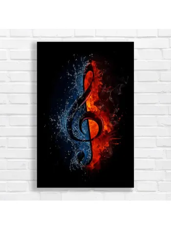 Fiery Water Treble Clef Canvas Print - Music Art