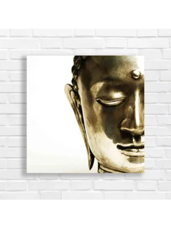 Serene Buddha Face Metallic Canvas Print