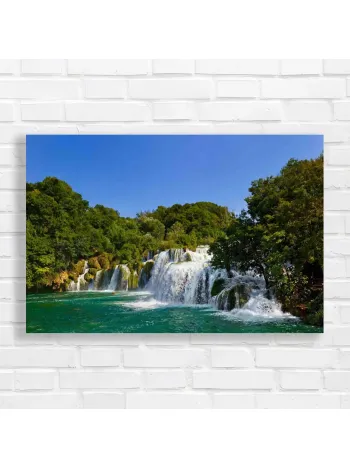 Serene Waterfall Emerald Waters Canvas Print