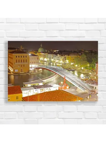 Venice Canal Bridge Night Lights Canvas Print