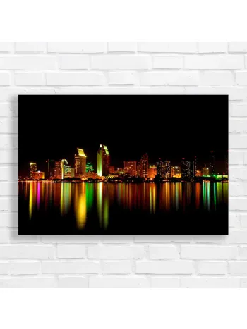 Vibrant Cityscape Reflections Canvas Print