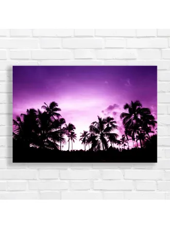 Vibrant Purple Palm Trees Sunset Canvas Print