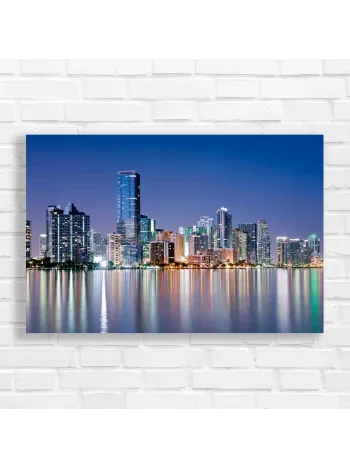 Vibrant City Skyline Reflection Canvas Print