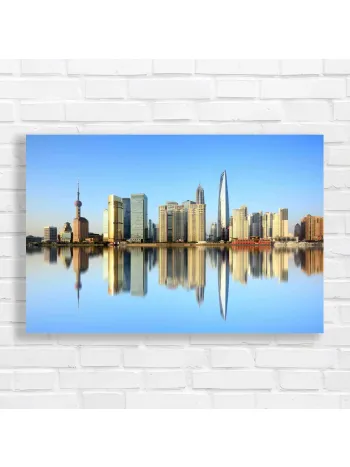 Shanghai Skyline Reflection Canvas Print