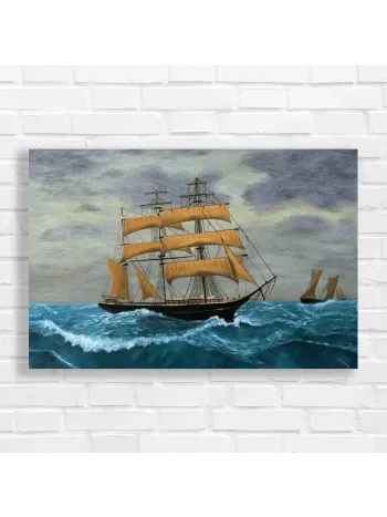 Vintage Tall Ship Sailing Rough Seas Canvas Print