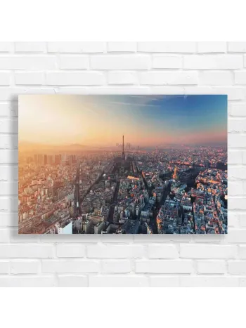 Parisian Sunset Eiffel Tower Panorama Canvas Print