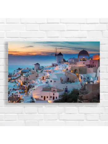 Santorini Sunset Village Canvas Print