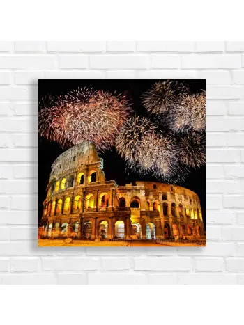 Colosseum Fireworks Italy Canvas Print