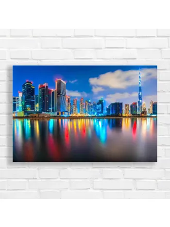 Dubai Skyline Reflection Canvas Print | Modern Cityscape Art