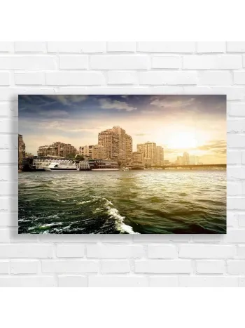 Nile River Cityscape Sunset Canvas Print