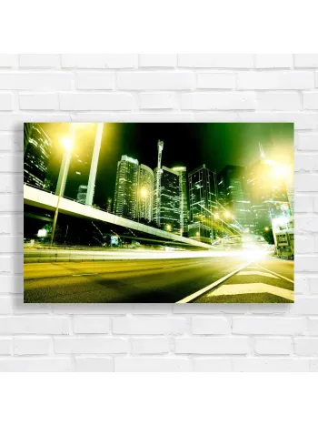 Vibrant Cityscape Night Drive Canvas Print