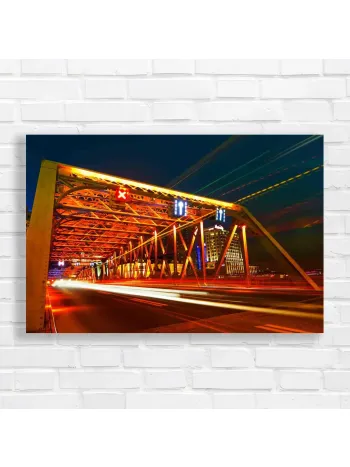 Urban Bridge Light Trails Canvas Print