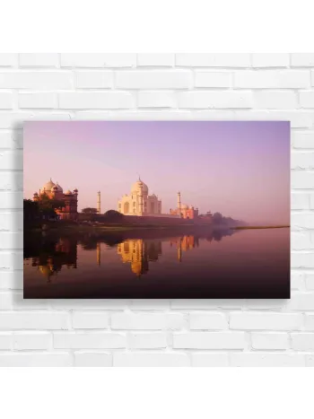 Serene Taj Mahal Sunrise Reflection Canvas Print