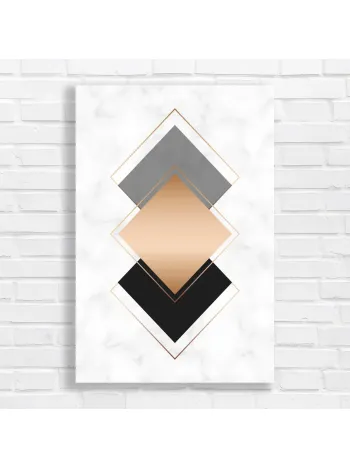 Geometric Marble Rose Gold Diamond Canvas Print
